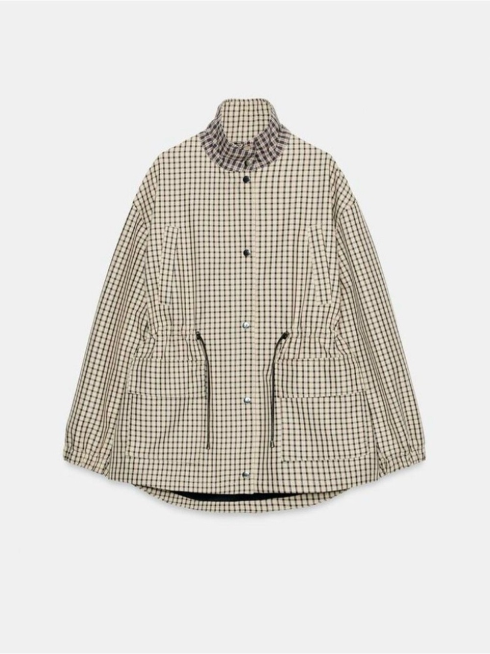 ZARA PLAID HIGH-NECK JACKET - Picture 1 of 2